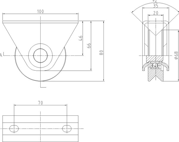 Опора роликовая для ворот Прогейт HT1V70/4