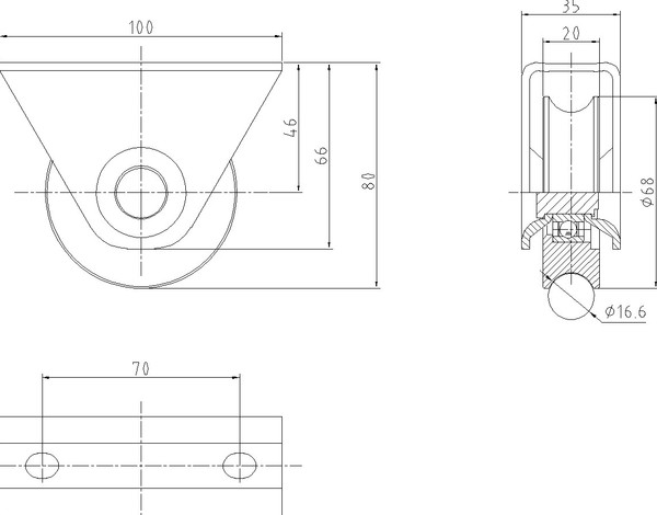 Опора роликовая для ворот Прогейт HT1U70R8/4