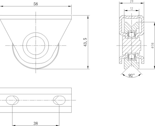 Опора роликовая для ворот Прогейт HT1V40