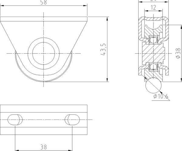 Опора роликовая для ворот Прогейт HT1U40R5/2