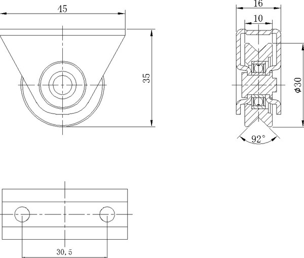 Опора роликовая для ворот Прогейт HT1V30