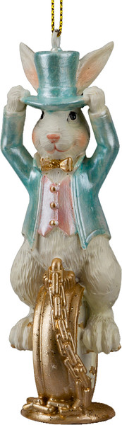 Елочная игрушка Erich Krause Decor. Кролик в цилиндре перламутр / 64520 - фото