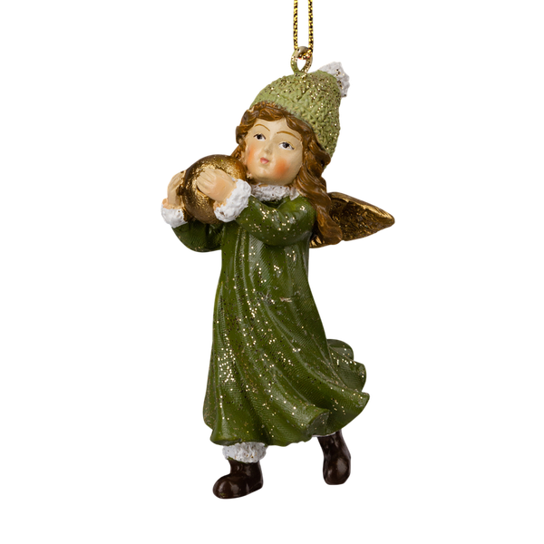 Елочная игрушка Erich Krause Decor. Ангел со снежком рождественский / 64566 - фото