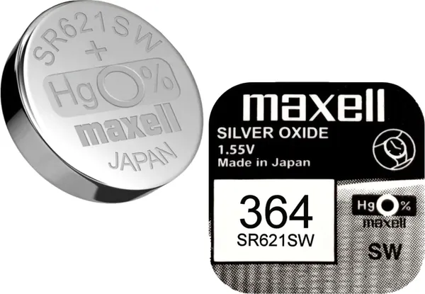 Батарейка Maxell Watch 364 SR621SW Silver 1.55V Bl.1 - фото