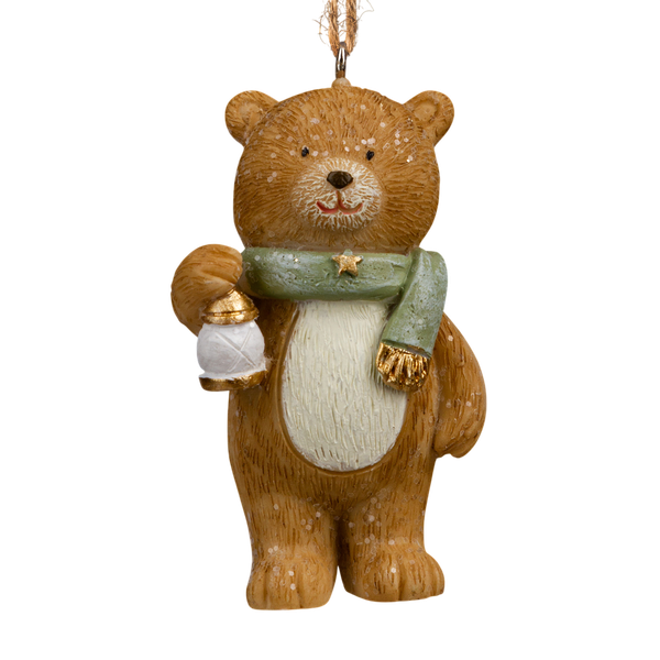 Елочная игрушка Erich Krause Decor. Мишка с фонарем в шарфе / 64580 - фото