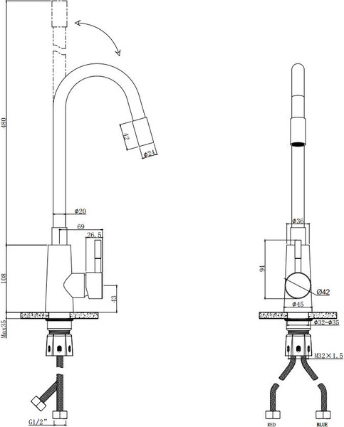 Смеситель Wellerein Essence 21EC-G