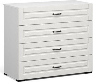 Комод Империал Лацио 4ящ (белое дерево/ручка черный) - фото