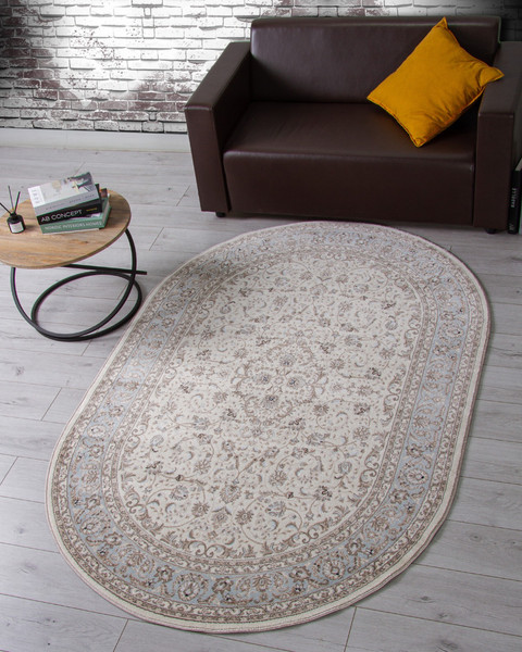 Ковер Merinos Valencia Deluxe F014-OVAL-CREAM-L.BLUE
