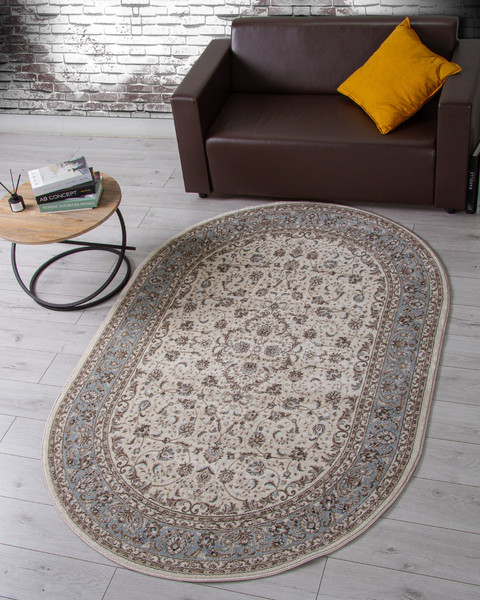 Ковер Merinos Valencia Deluxe F014-OVAL-CREAM-L.BLUE