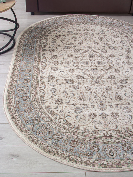 Ковер Merinos Valencia Deluxe F014-OVAL-CREAM-L.BLUE