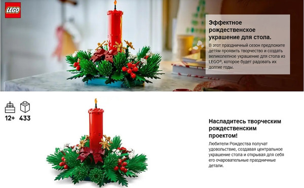 Конструктор Lego Новогоднее украшение стола 40743