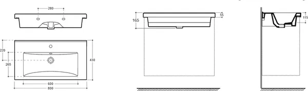 Умывальник Керамин Тобаго 80 ФС