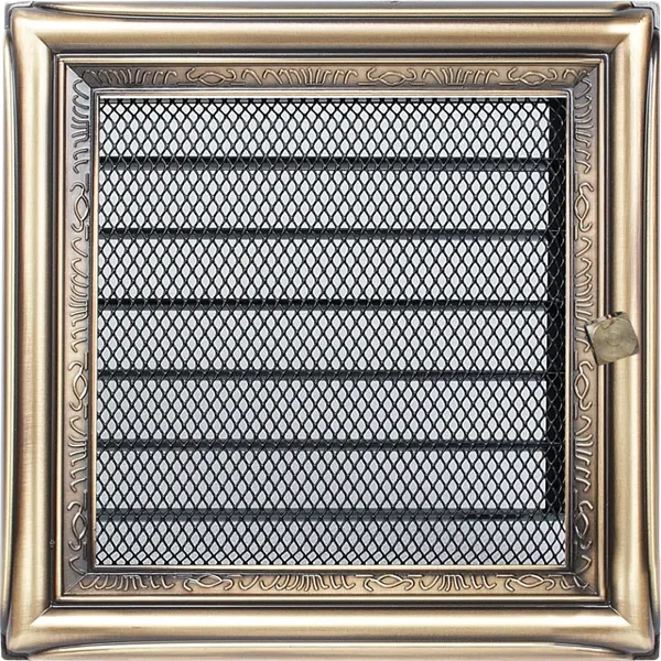 Решетка вентиляционная для камина Kratki Рустик с жалюзи RX 17x17 - фото