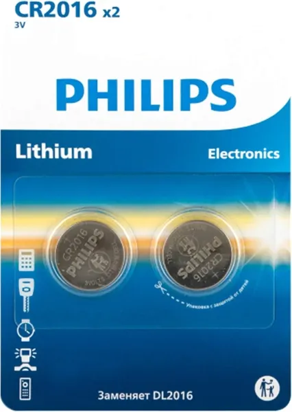 Комплект батареек Philips Lithium CR2016 / 458296 - фото