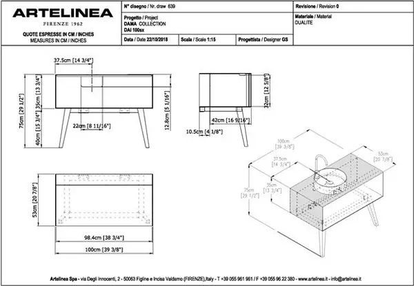 Тумба с умывальником Artelinea Dama DAY32NCD+DAD48NC