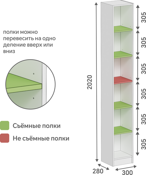 Стеллаж Кортекс-мебель Бинго 30x202
