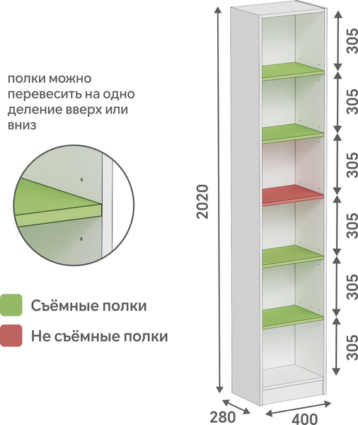 Стеллаж Кортекс-мебель Бинго 40x202