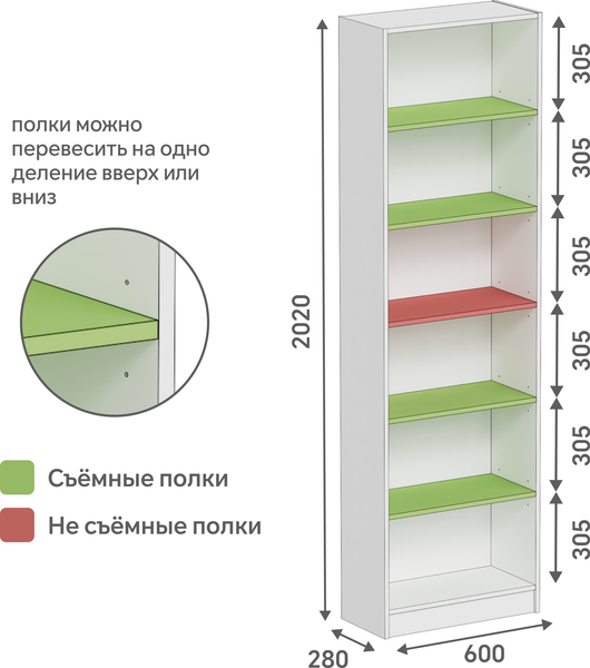 Стеллаж Кортекс-мебель Бинго 60x202