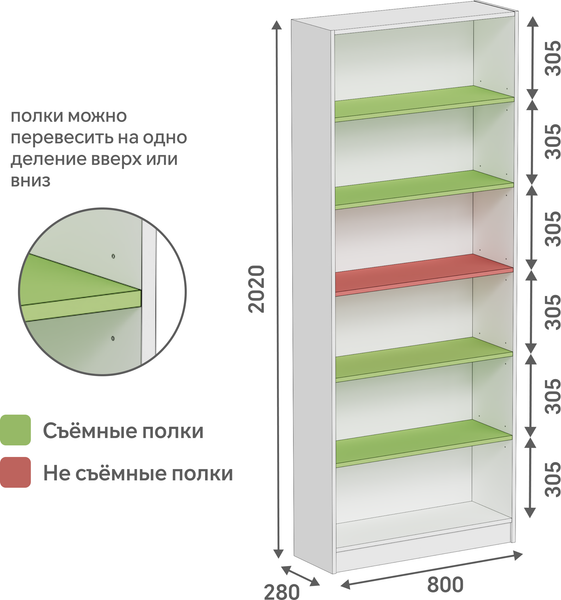 Стеллаж Кортекс-мебель Бинго 80x202
