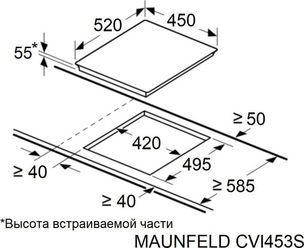 Индукционная варочная панель Maunfeld CVI453SBWH Inverter