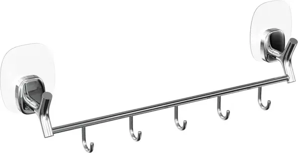 Держатель для полотенца LEMER Nature с 5 крючками на силиконовом креплении LEM-N03CR - фото