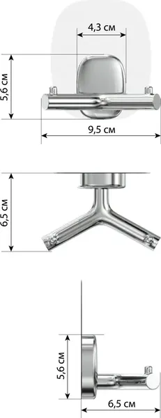 Крючок для ванной LEMER Nature двойной на силиконовом креплении LEM-N05CR