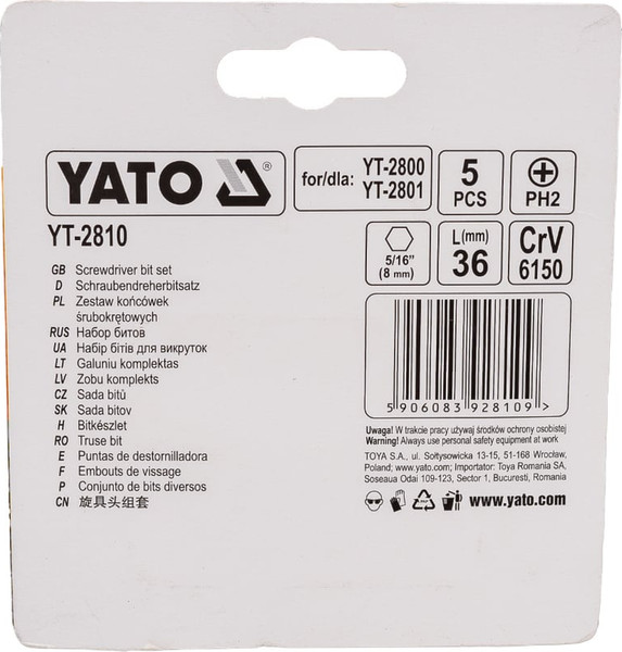 Набор бит Yato YT-2810