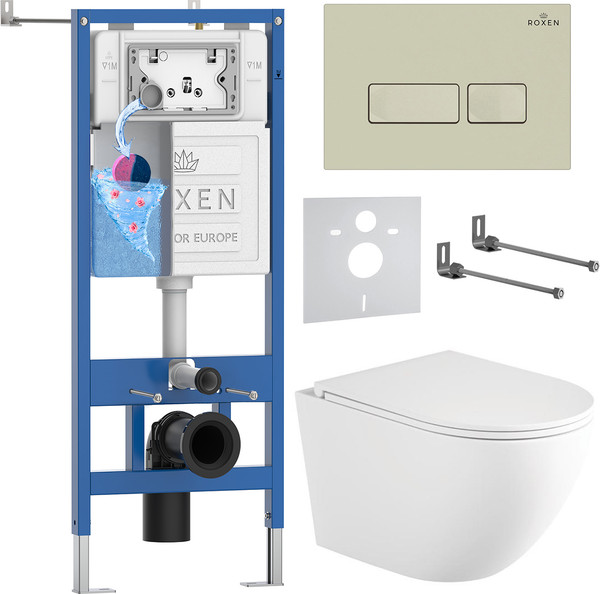 Унитаз подвесной с инсталляцией Roxen StounFix Dual Fresh 868416 - фото