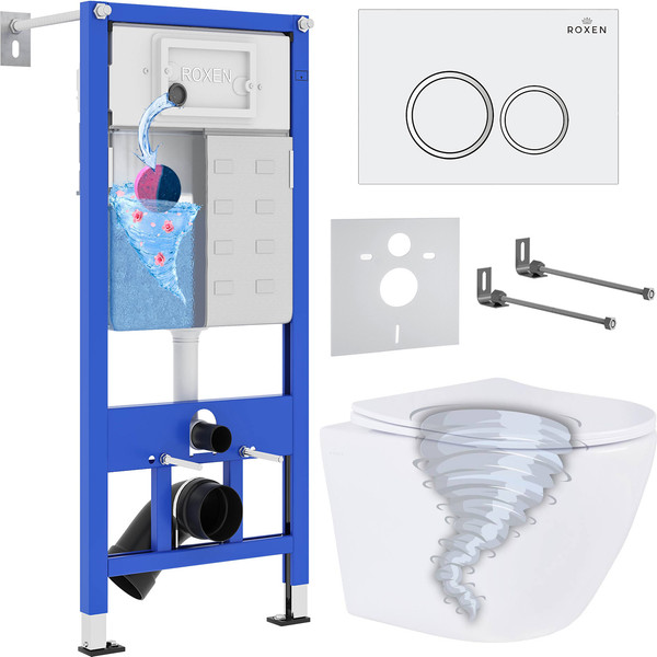 Унитаз подвесной с инсталляцией Roxen StounFix Dual Fresh 868420 - фото