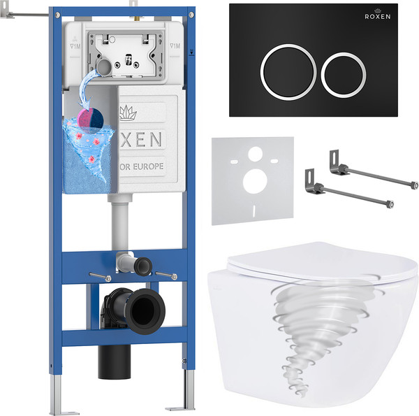 Унитаз подвесной с инсталляцией Roxen StounFix Dual Fresh 868424 - фото