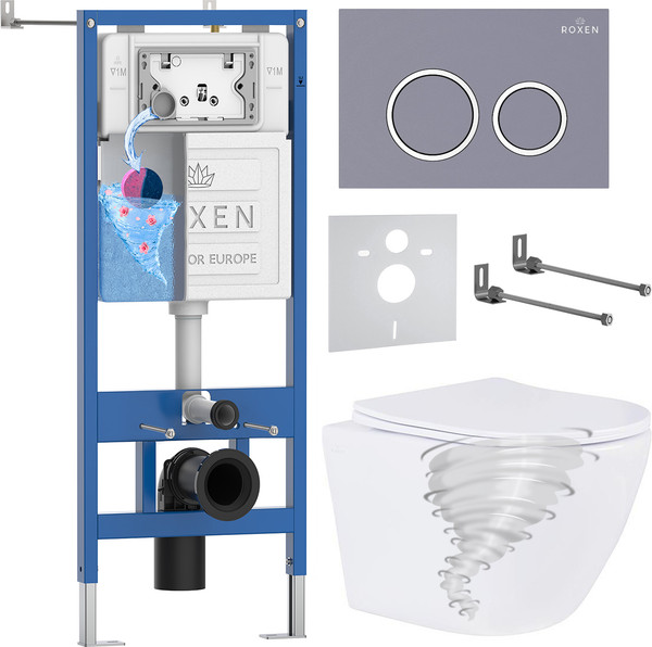 Унитаз подвесной с инсталляцией Roxen StounFix Dual Fresh 868430 - фото