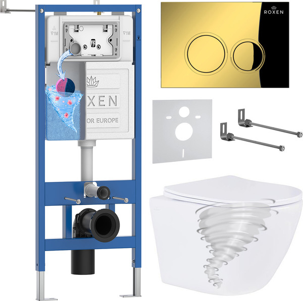 Унитаз подвесной с инсталляцией Roxen StounFix Dual Fresh 868431 - фото