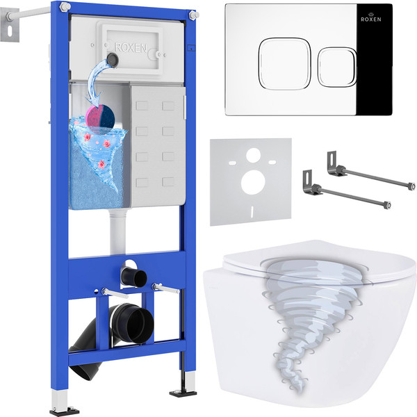 Унитаз подвесной с инсталляцией Roxen StounFix Dual Fresh 868434 - фото