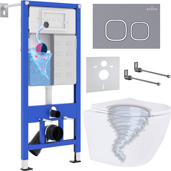 Унитаз подвесной с инсталляцией Roxen StounFix Dual Fresh 868438 - фото