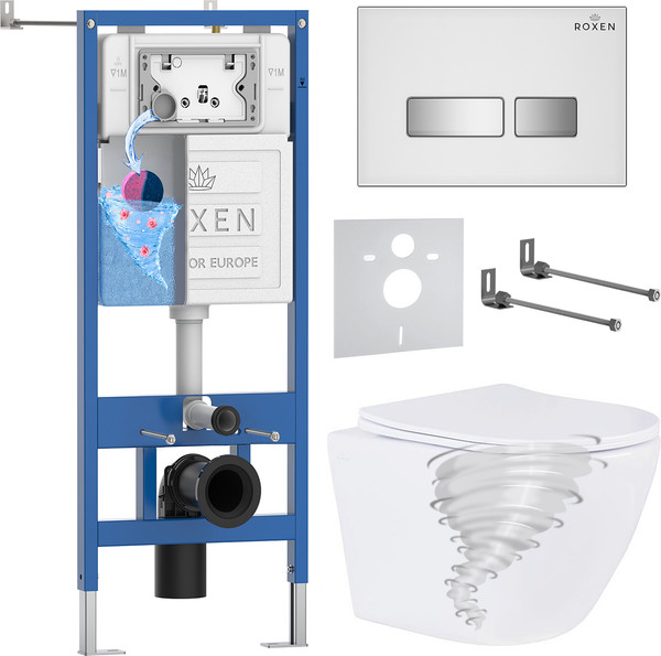 Унитаз подвесной с инсталляцией Roxen StounFix Dual Fresh 868446 - фото