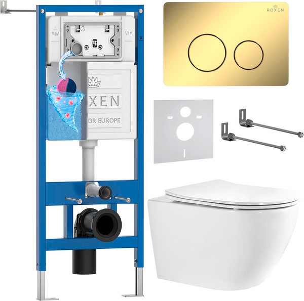 Унитаз подвесной с инсталляцией Roxen StounFix Dual Fresh 868449 - фото