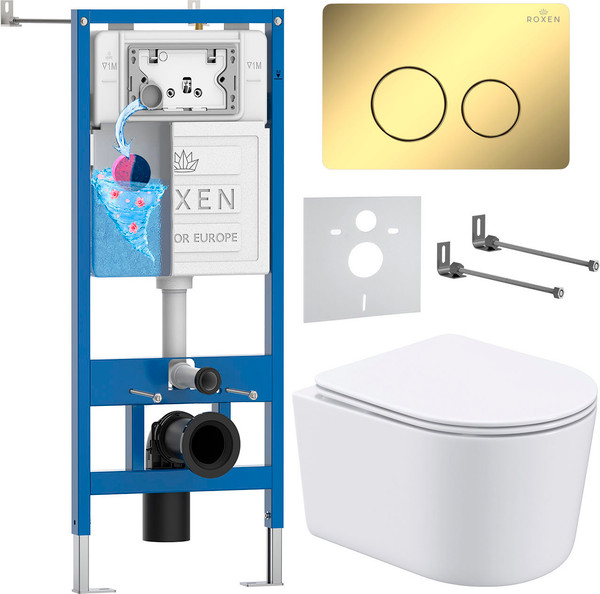 Унитаз подвесной с инсталляцией Roxen StounFix Dual Fresh 868468 - фото