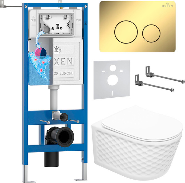 Унитаз подвесной с инсталляцией Roxen StounFix Dual Fresh 868488 - фото