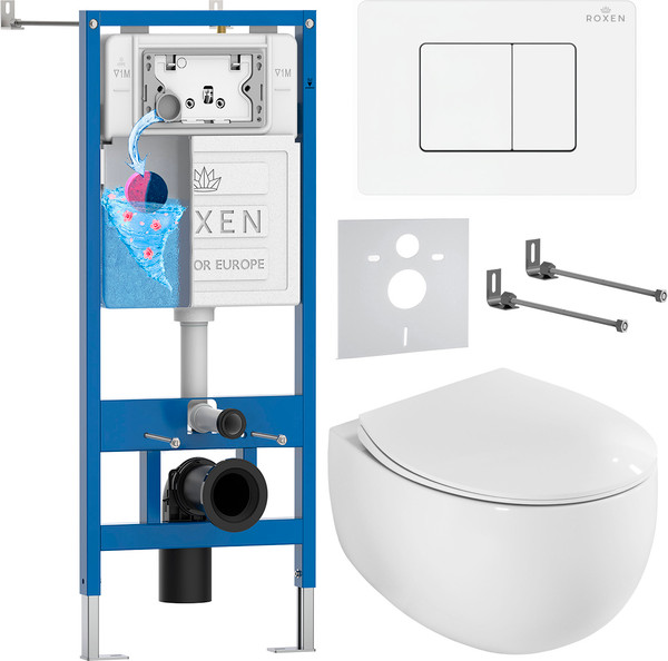 Унитаз подвесной с инсталляцией Roxen StounFix Dual Fresh 868537 - фото