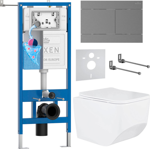 Унитаз подвесной с инсталляцией Roxen StounFix Dual Fresh 868602 - фото