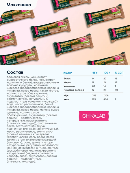 Набор протеиновых батончиков Chikalab Моккачино и тесто катаифи