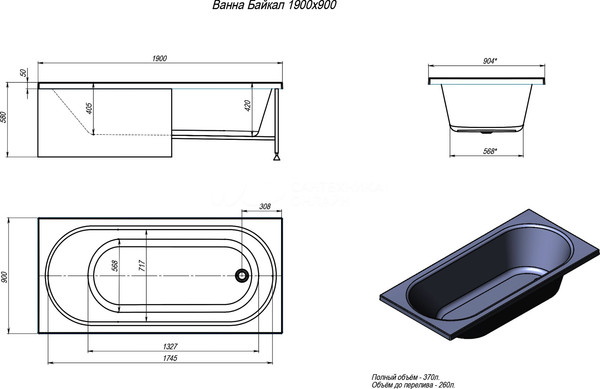 Ванна акриловая Alex Baitler Baikal 190x90
