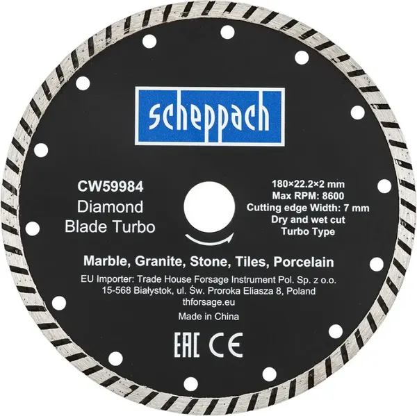 Отрезной диск алмазный Scheppach Sch-CW59984 - фото