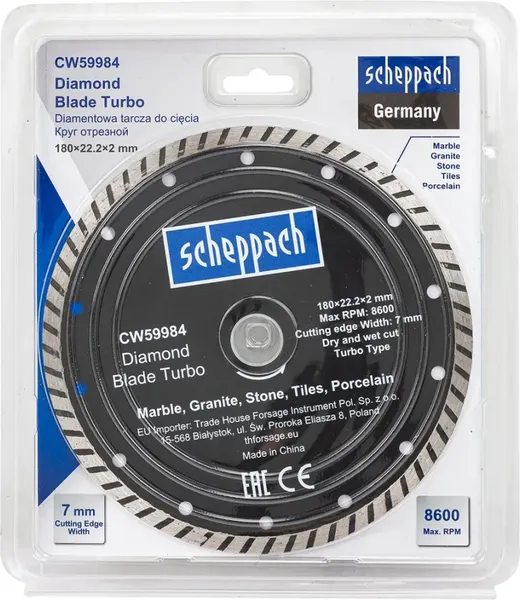 Отрезной диск алмазный Scheppach Sch-CW59984