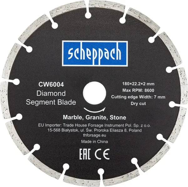 Отрезной диск алмазный Scheppach Sch-CW6004 - фото