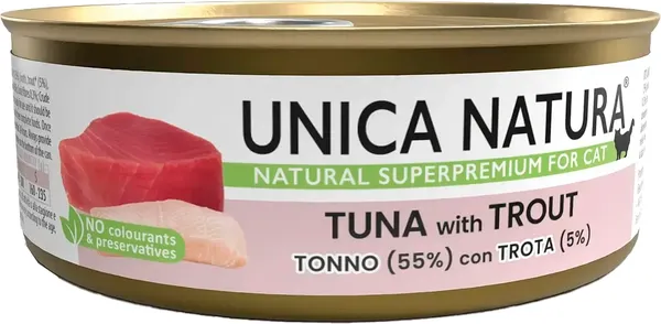 Влажный корм для кошек Unica Natura тунец с форелью - фото