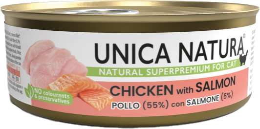 Влажный корм для кошек Unica Natura курица с лососем - фото