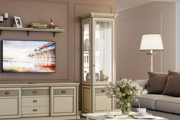 Шкаф с витриной Ангстрем Изотта гостиная ИТ-224.29 исп.29