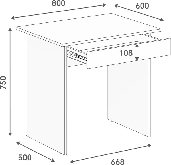 Письменный стол Кортекс-мебель Эльф 80-1ш