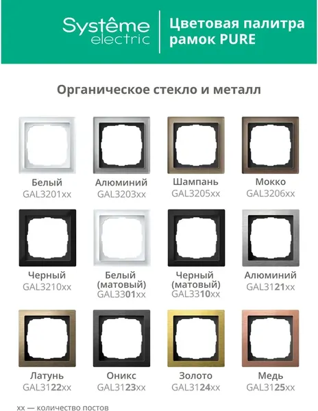 Рамка для выключателей и розеток Systeme (Schneider) Electric ArtGallery Pure GAL321001